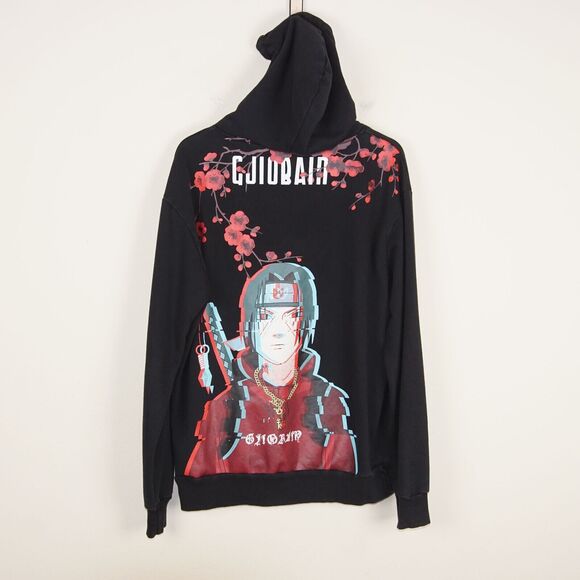 Gjio Bain Itachi Naruto Black Terry Oversized Hoodie Mens Sweatshirt Sz L - Picture 2 of 8